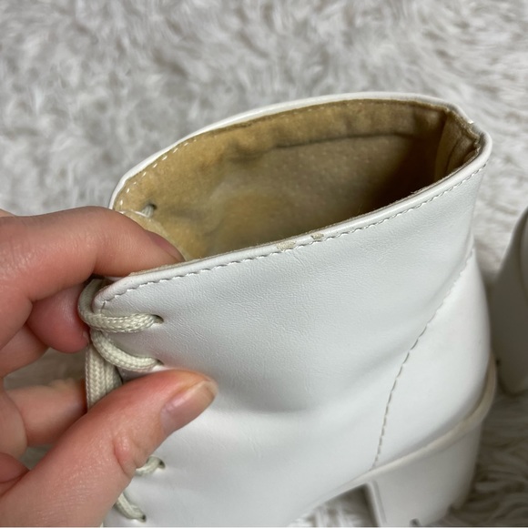 White Platform Lace-Up Heeled Booties - Picture 5 of 9